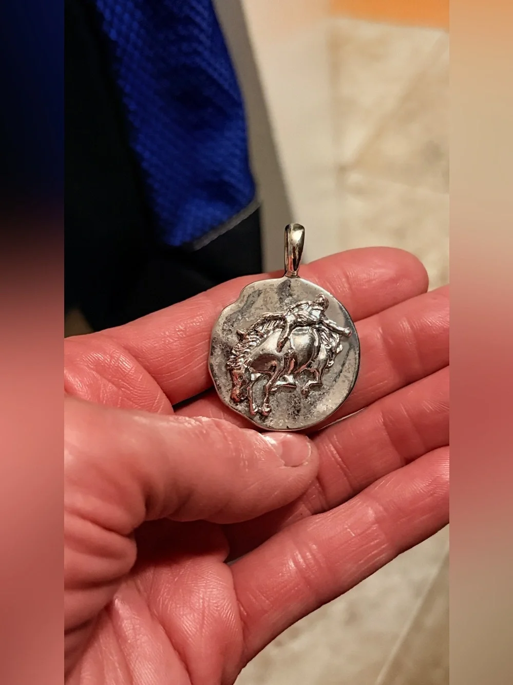Vintage .925 Sterling Silver Rodeo Bronc Rider Pendant 1.5